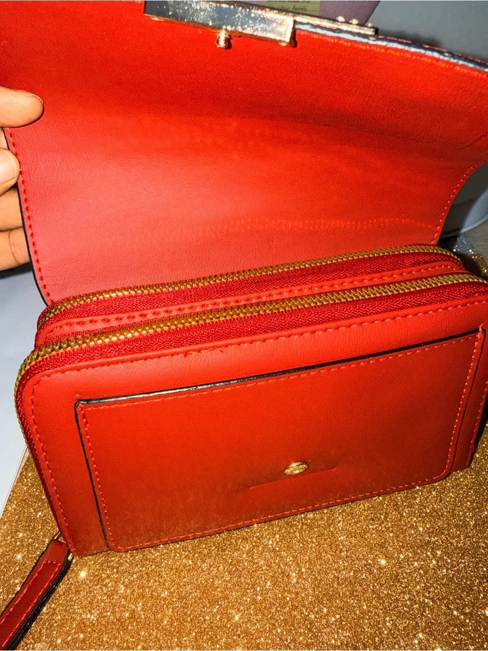 Forever Young Red Wristlet Clutch with Gold Accent